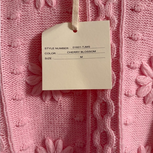 NWT Marled Pink Blossom Decorative Spring Sweater - Picture 3 of 7